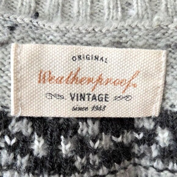 Weatherproof Vintage Gray Fair Isle Knit Sweater Med Crewneck Warm Womens - Picture 5 of 6